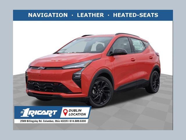 2027 Chevrolet Bolt RS in Habanero Orange — front three-quarter view