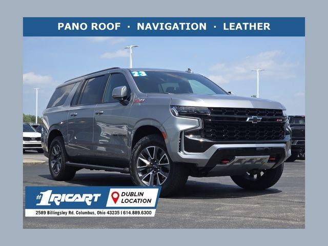 2023 Chevrolet Suburban Z71 in Sterling Gray Metallic — front three-quarter view