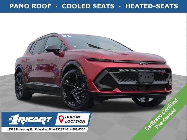 2025 Chevrolet Equinox EV RS in Radiant Red Tintcoat — front three-quarter view